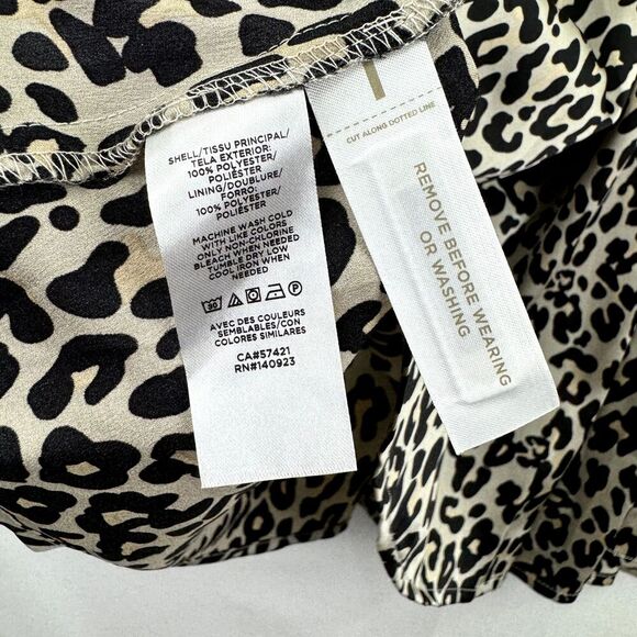 Loft Dress Womens 4 Gold Black‎ Leopard Metallic Midi Silky Belted Modest NWT - Picture 14 of 16